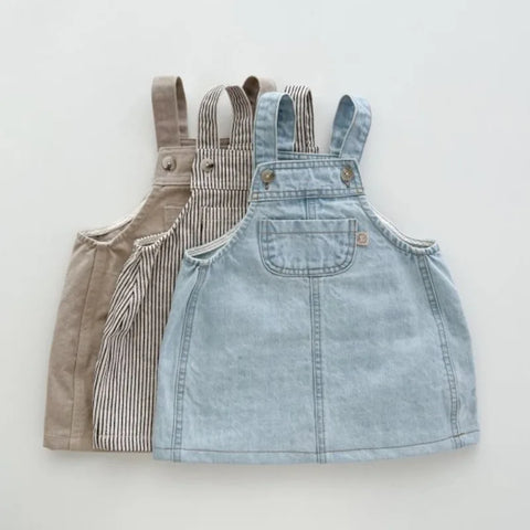 Baby Denim Suspender Dress – Girls Cotton Sleeveless Strap Dress