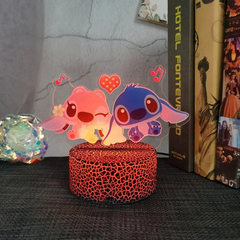 3D Stitch Night Light - 16 Color Changing LED Illusion Lamp for Kids Room