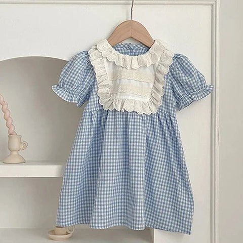 Girls Party Dress and Romper – Cotton Plaid Dress for Kids