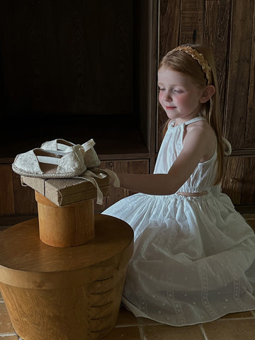 Girl's Spaghetti Strap Dress - Embroidered Flower Sundress