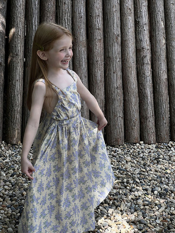 Summer Cotton Yellow Floral Dress – Backless Vest Sundress for Girls