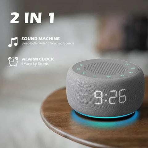 White Noise Machine with Alarm Clock – 18 Soothing Sounds and Night Light