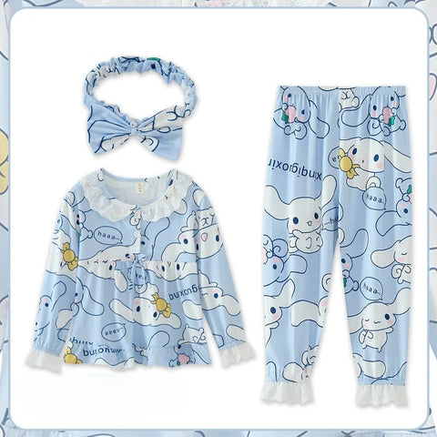 Girls Pajama Set with Headband – Comfortable and Cute with Lace Trimmings