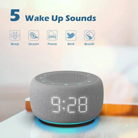 White Noise Machine with Alarm Clock – 18 Soothing Sounds and Night Light