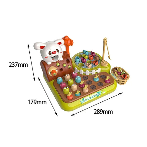 4-in-1 Montessori Toys - Toddler Fishing, Whac-A-Mole, Pull Carrot & Feeding Game!