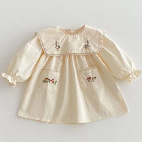 Girls Spring Dress - Cute Baby Princess Cotton Embroidery Rabbit Dress