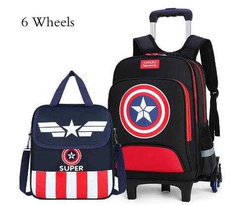 Kids Wheeled School Backpack Set – Rolling Luggage with Handbag for Boys and Girls