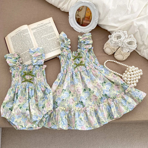 Girls Romper and Dress – Sleeveless Cotton Girl Party Dress