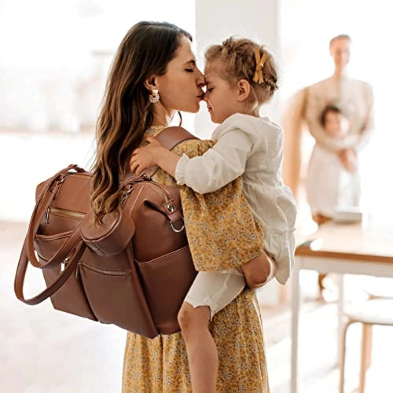 Leather Nappy Bag Backpack – Stylish, Functional, and Built for Parenting! Teeny Pandas