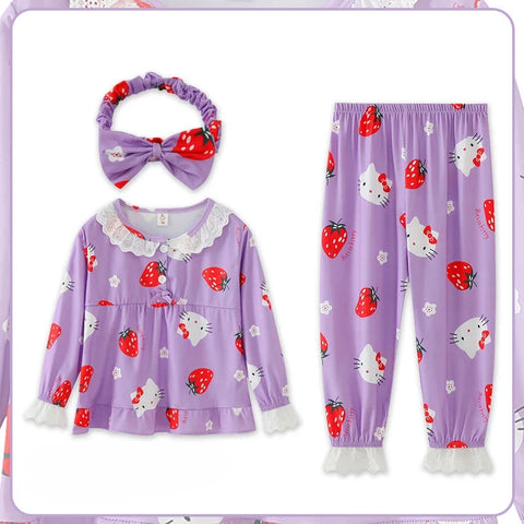 Girls Pajama Set with Headband – Comfortable and Cute with Lace Trimmings