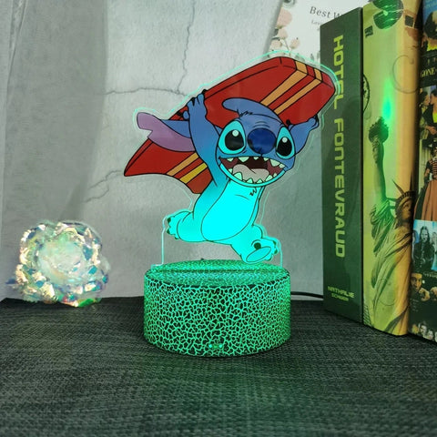 3D Stitch Night Light - 16 Color Changing LED Illusion Lamp for Kids Room