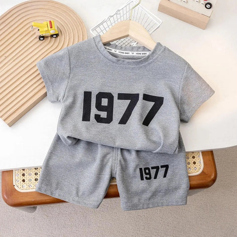 Summer Kids Clothing Short Sleeve Tracksuit – T-shirt & Shorts Set