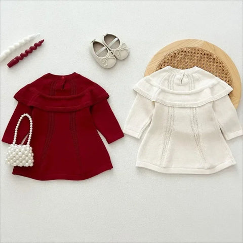 Long Sleeved Knitted Wool Dress - Baby Silk Scarf Dress