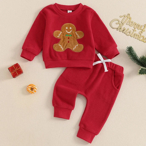 Newborn Christmas Tracksuit Set - Gingerbread Man Design