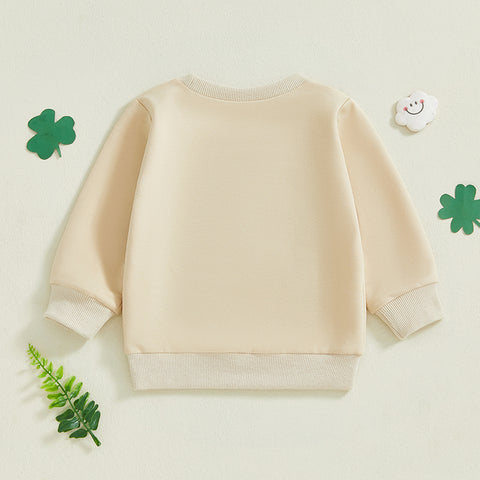 Fashion Toddler Boys Clover Embroidery Sweatshirt – Irish-Inspired Casual Pullover