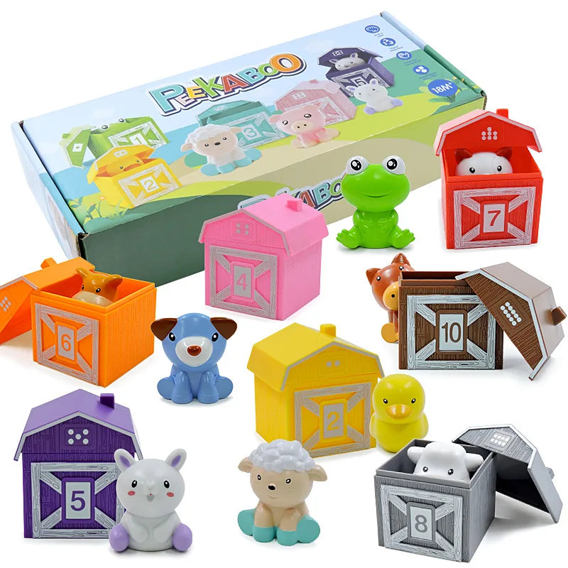 Interactive Montessori Farm Animal Playset for Kids – Barn and Animal Figures Toy Teeny Pandas