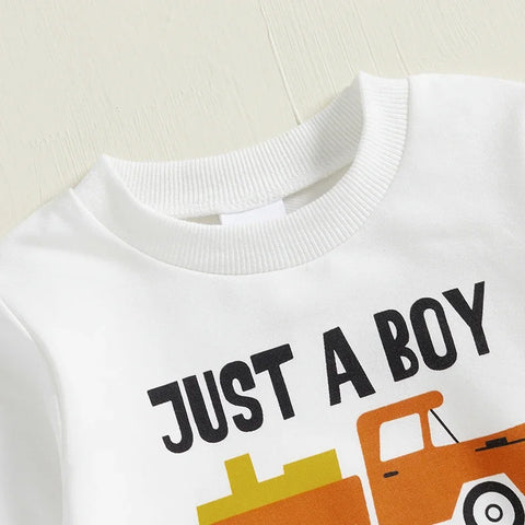 Toddler Baby Boys Letter Truck Print Long Sleeve Sweatshirt & Pants Set