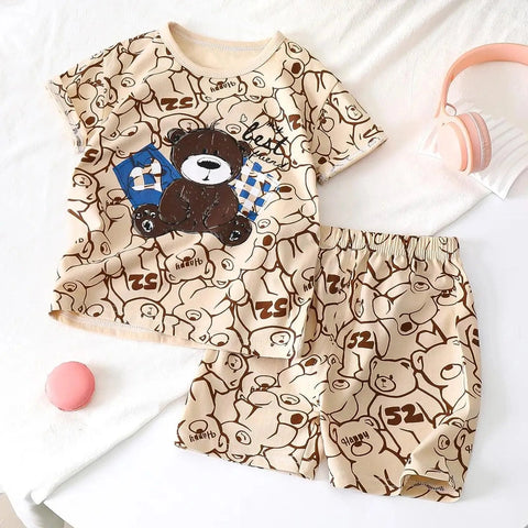 Baby Clothing Summer Tracksuit Set – Cartoon Cotton Set for Kids