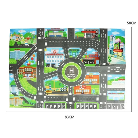 Traffic Playmat with Roads, Parking, and Cityscape Design for Kids Teeny Pandas