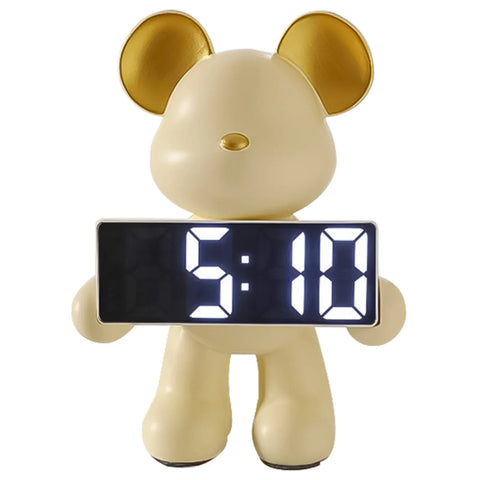 Creative Resin Miniature Bear Alarm Clock – LED Alarm Clock & Home Decor