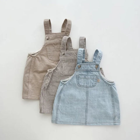 Baby Denim Suspender Dress – Girls Cotton Sleeveless Strap Dress