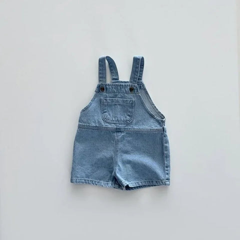 Summer Denim Jumper Overalls – Solid Jeans with Pockets for Toddlers and Kids