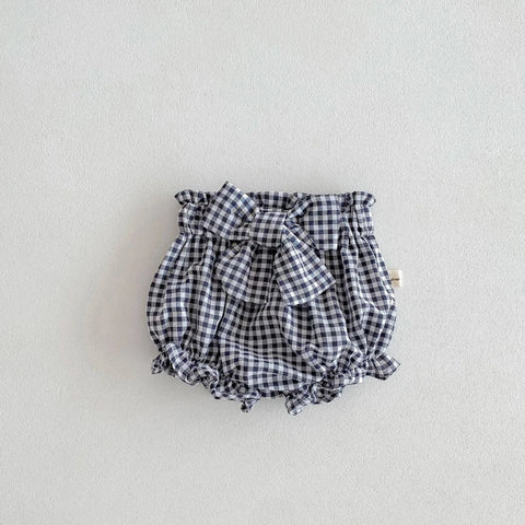 Summer Newborn Baby Bloomers – Plaid Diaper Cover Shorts for Infants