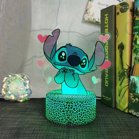 3D Stitch Night Light - 16 Color Changing LED Illusion Lamp for Kids Room