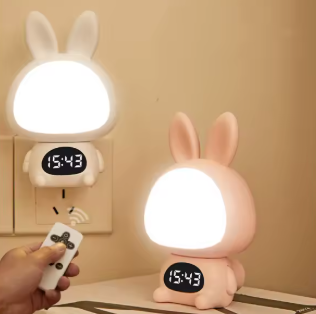 Rabbit LED Alarm Clock with Voice Control - Smart Night Light for Kids and Students