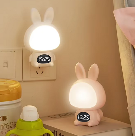 Rabbit LED Alarm Clock with Voice Control - Smart Night Light for Kids and Students