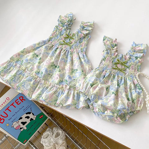 Girls Romper and Dress – Sleeveless Cotton Girl Party Dress