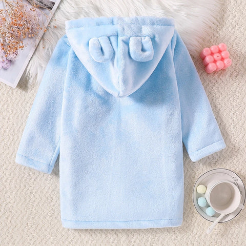 Winter Kids Hooded Flannel Bathrobe – Plush Pajamas for Boys & Girls