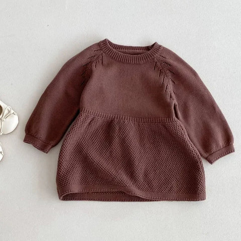 Kids Long Sleeve A-Line Knitted Dress – Girl Fashion Sweater Dress