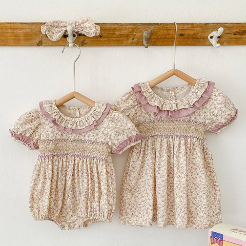 Short Sleeved Cotton Romper and Dress - Summer Clothing for Kids