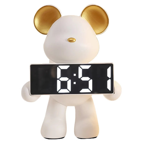 Creative Resin Miniature Bear Alarm Clock – LED Alarm Clock & Home Decor