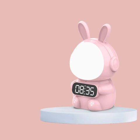 Rabbit LED Alarm Clock with Voice Control - Smart Night Light for Kids and Students