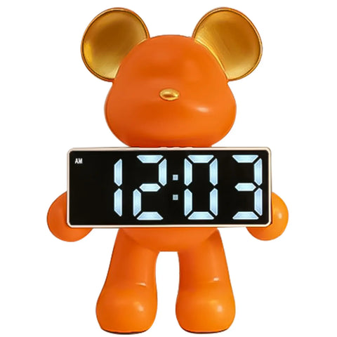 Creative Resin Miniature Bear Alarm Clock – LED Alarm Clock & Home Decor