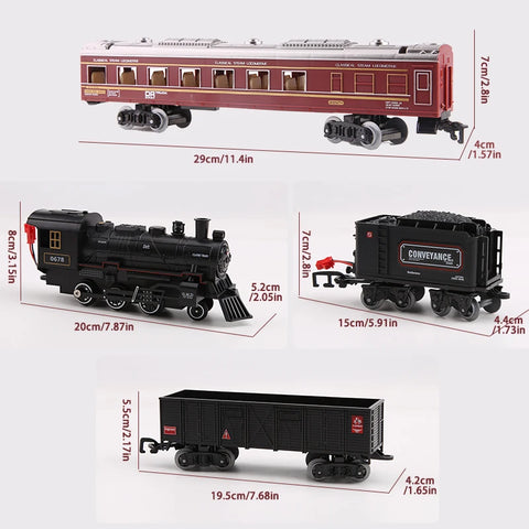 Classic Electric Train Set for Kids with Realistic Sounds, Steam, and Lights