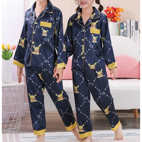 Soft Texture Classic Children Pajama Set – Comfortable Cartoon Sleepwear for Kids