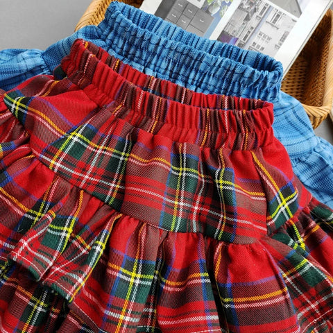 Baby Girls' Pleated Tutu Plaid Skirt – Adorable Summer Ruffled Cake Skirt