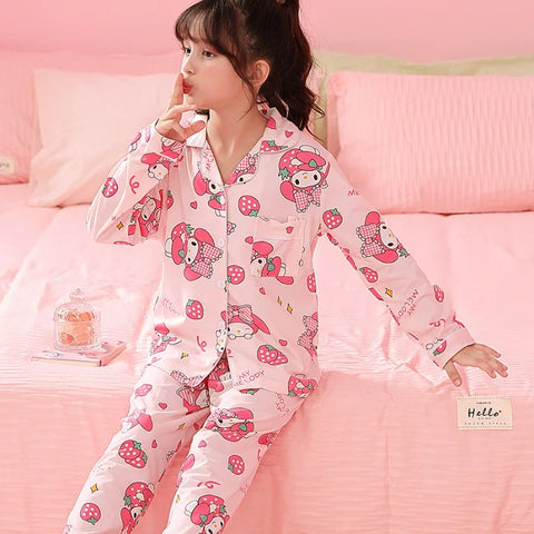 Girls Pajama Set – Sweet and Soft Cardigan Nightwear for Autumn