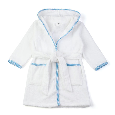 White Terry Hoodie Bathrobe – Unisex Kids Cotton Dressing Gown