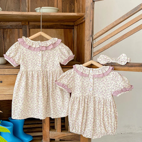 Short Sleeved Cotton Romper and Dress - Summer Clothing for Kids