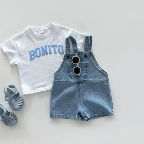 Summer Denim Jumper Overalls – Solid Jeans with Pockets for Toddlers and Kids