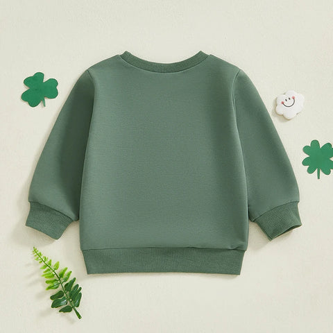 Fashion Toddler Boys Clover Embroidery Sweatshirt – Irish-Inspired Casual Pullover