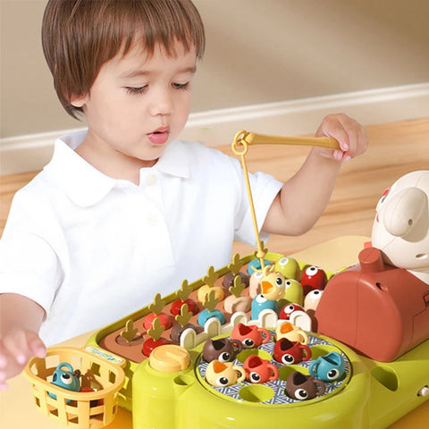 4-in-1 Montessori Toys - Toddler Fishing, Whac-A-Mole, Pull Carrot & Feeding Game!