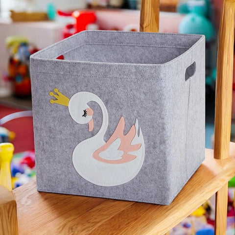 Toy Storage Bin - Felt Organizer for Kids Teeny Pandas