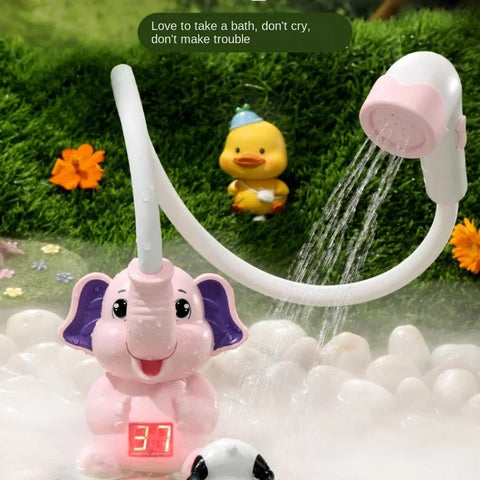 Electric Elephant Baby Shower Head Bath Toy with Temperature Display