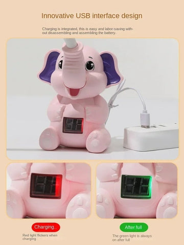 Electric Elephant Baby Shower Head Bath Toy with Temperature Display