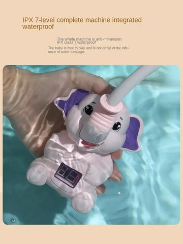 Electric Elephant Baby Shower Head Bath Toy with Temperature Display